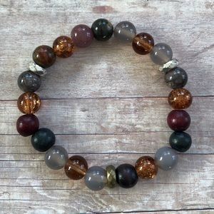 Handmade mixed stones stretchy beaded bracelet